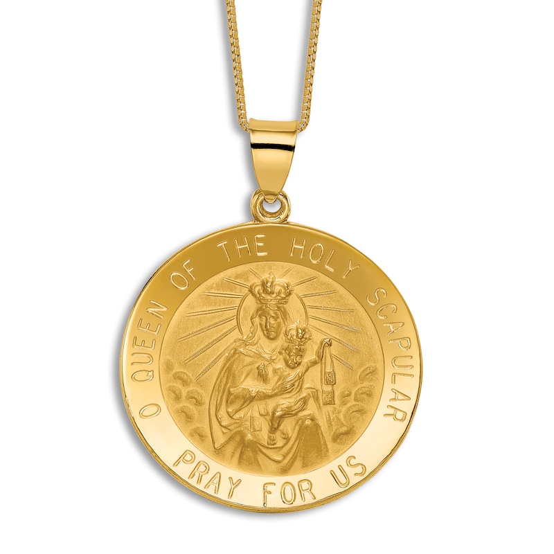 Religious Medal Pendant Necklace 14K Yellow Gold 18"