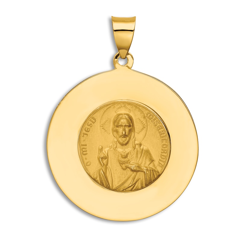 Religious Medal Pendant Necklace 14K Yellow Gold 18"