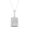 Thumbnail Image 0 of Lab-Created Diamond Pendant Necklace 1-1/2 ct tw Round/Emerald 14K White Gold