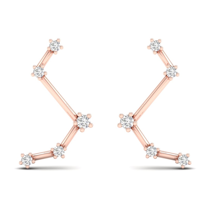 Main Image 1 of Diamond Aries Constellation Earrings 1/8 ct tw Round 14K Rose Gold