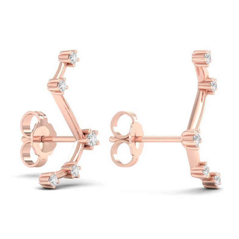 Main Image 3 of Diamond Aries Constellation Earrings 1/8 ct tw Round 14K Rose Gold