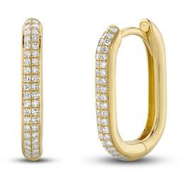 Shy Creation Diamond Hoop Earrings 1/6 ct tw Round 14K Yellow Gold SC55023239H0.65