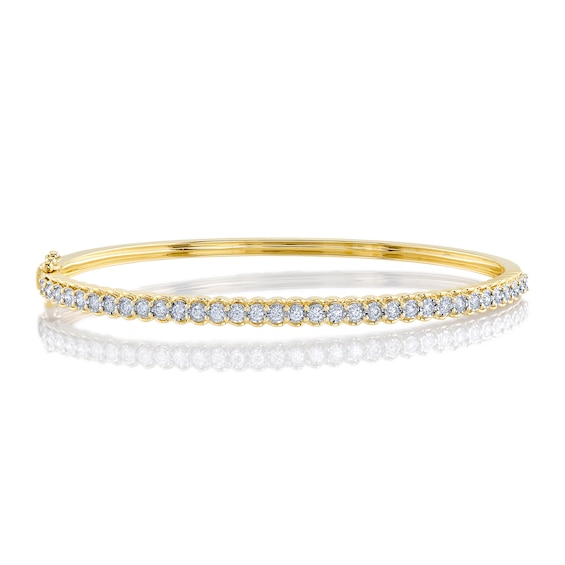 18K White and Yellow Gold and Diamond Bangle Bracelet