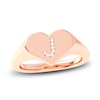 Thumbnail Image 0 of Juliette Maison Diamond Initial Heart Signet Ring 1/15 ct tw Round 10K Rose Gold