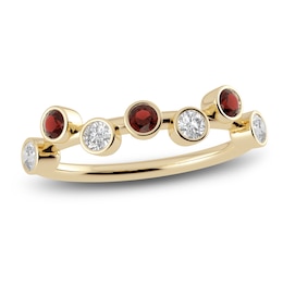 Juliette Maison Natural Garnet & Natural White Sapphire Ring 10K Yellow Gold