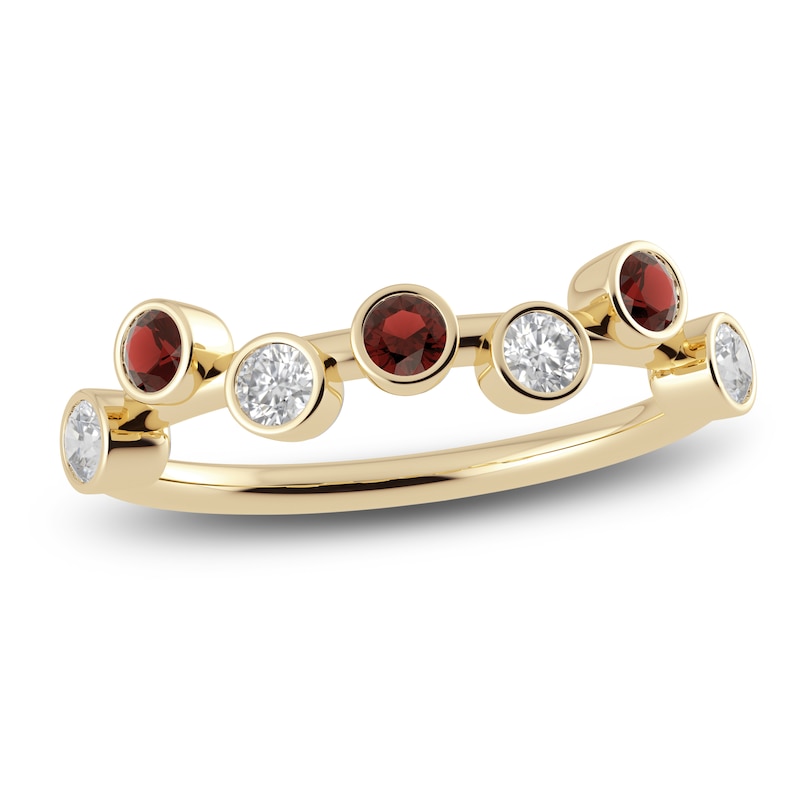 Main Image 1 of Juliette Maison Natural Garnet & Natural White Sapphire Ring 10K Yellow Gold