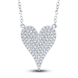 Shy Creation Diamond Heart Pendant Necklace 1/5 ct tw Round 14K White Gold 18&quot;