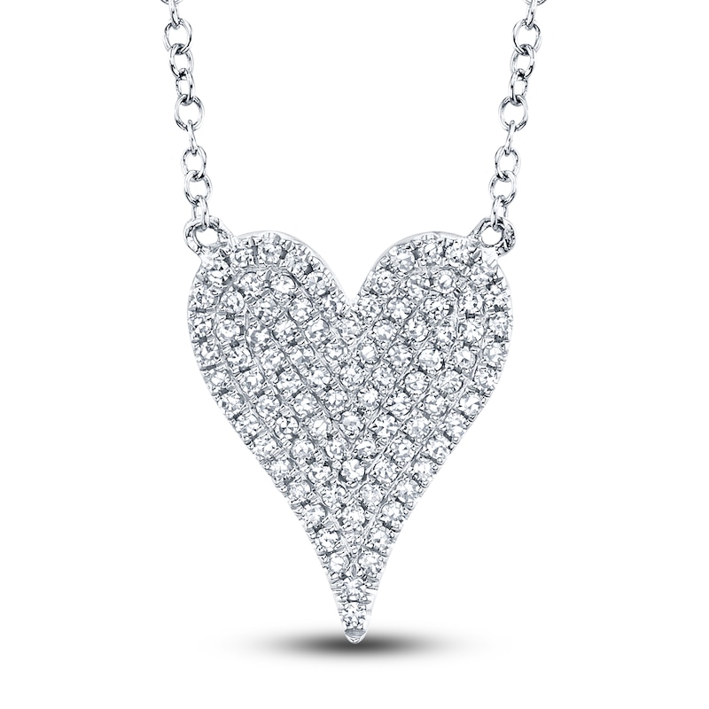 Main Image 1 of Shy Creation Diamond Heart Necklace 1/5 ct tw Round 14K White Gold 18&quot; SC55002004