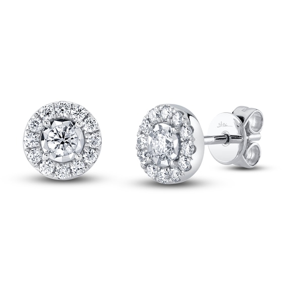 Shy Creation Diamond Stud Earrings 3/8 ct tw Round 14K White Gold ...