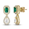 Thumbnail Image 2 of Lab-Created Emerald & White Lab-Created Sapphire Earrings 10K Yellow Gold