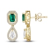 Thumbnail Image 3 of Lab-Created Emerald & White Lab-Created Sapphire Earrings 10K Yellow Gold