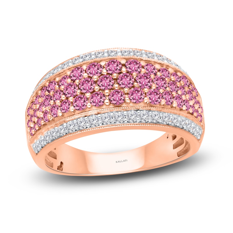 Main Image 1 of Kallati Round-Cut Natural Pink Sapphire Ring 3/8 ct tw Diamonds 14K Rose Gold