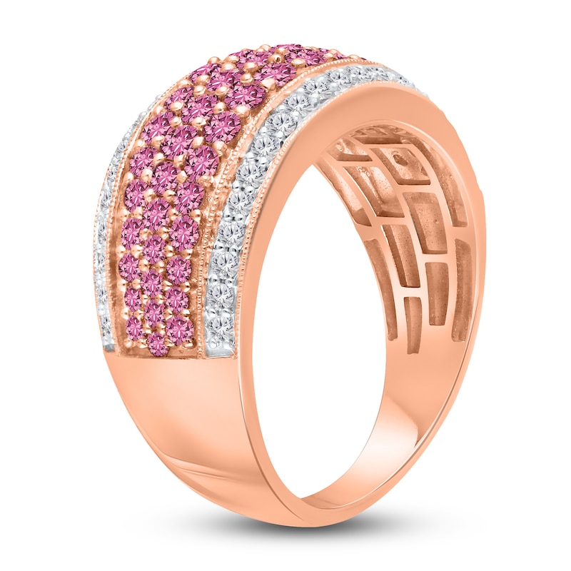 Main Image 2 of Kallati Round-Cut Natural Pink Sapphire Ring 3/8 ct tw Diamonds 14K Rose Gold