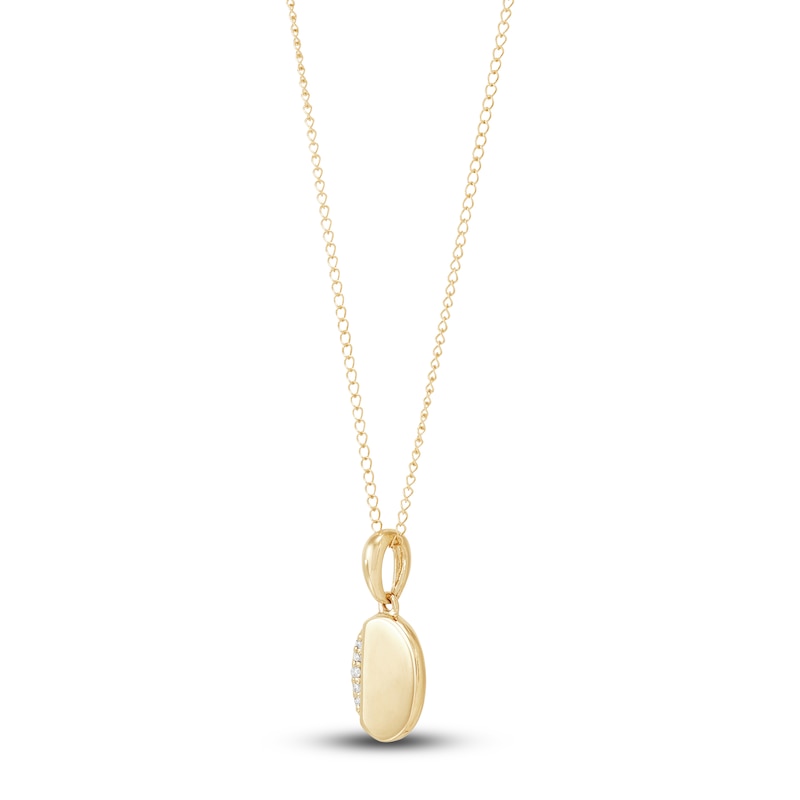 Main Image 2 of Children's Open Oval Pendant Necklace Diamond Accents 14K Yellow Gold 13&quot;