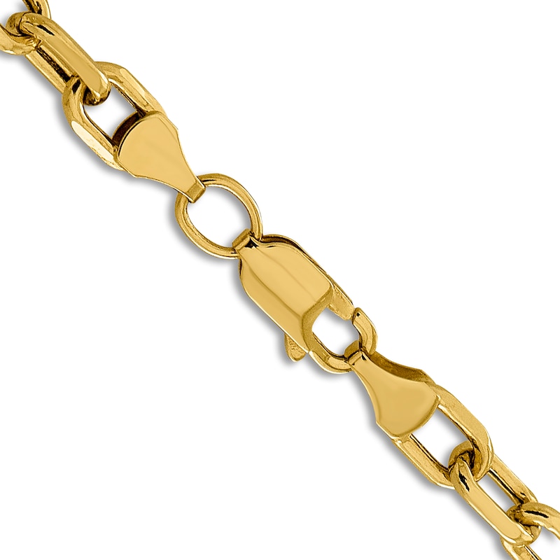 Men's Semi-Solid Cable Chain Necklace 14K Yellow Gold 20