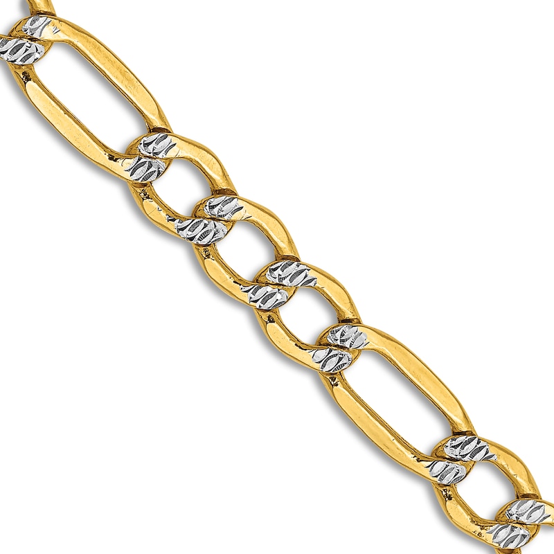 Main Image 1 of Figaro Semi-Solid Chain Necklace 14K Yellow Gold 24&quot; 5.25mm