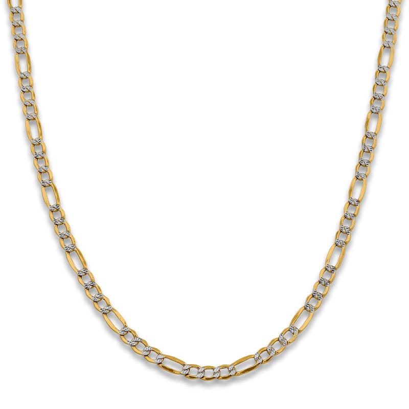 Main Image 2 of Figaro Semi-Solid Chain Necklace 14K Yellow Gold 24&quot; 5.25mm