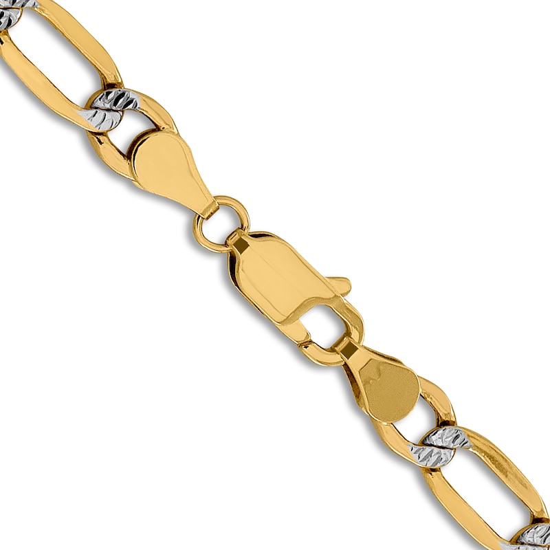 Main Image 3 of Figaro Semi-Solid Chain Necklace 14K Yellow Gold 24&quot; 5.25mm