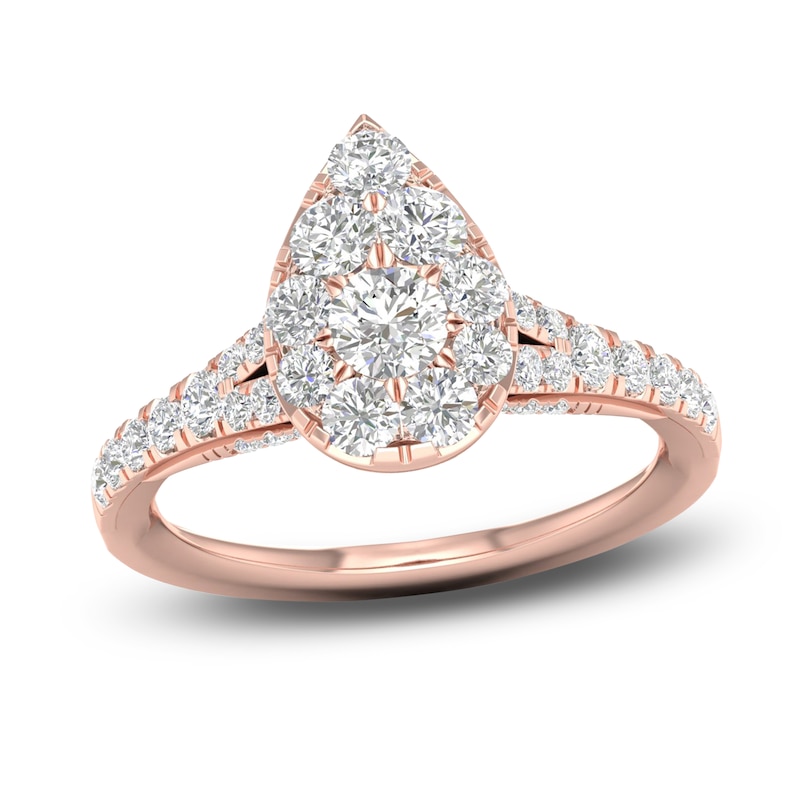 Main Image 1 of Diamond Pear Engagement Ring 1 ct tw Round 14K Rose Gold