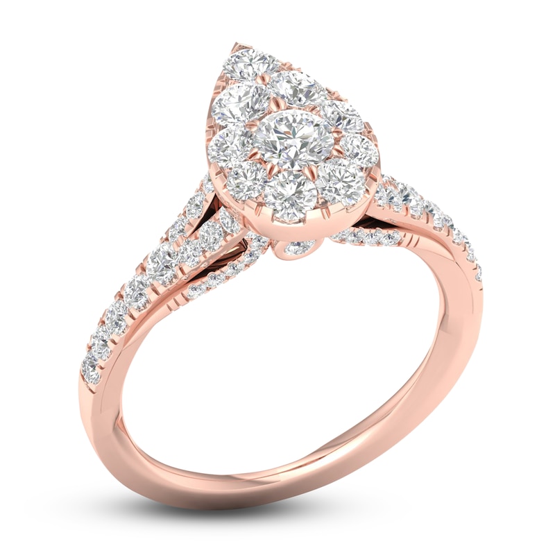 Main Image 2 of Diamond Pear Engagement Ring 1 ct tw Round 14K Rose Gold