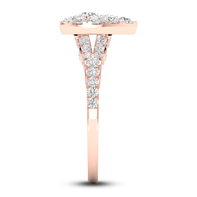 Main Image 3 of Diamond Pear Engagement Ring 1 ct tw Round 14K Rose Gold