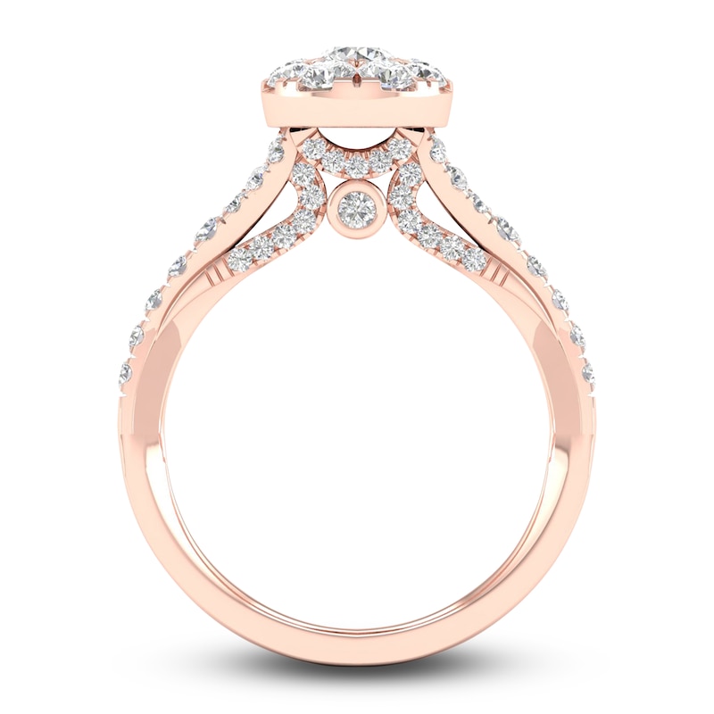 Main Image 4 of Diamond Pear Engagement Ring 1 ct tw Round 14K Rose Gold