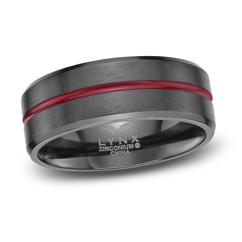 Main Image 1 of Men's Wedding Band Black Zirconium/Red Ion-Plating 8.0mm