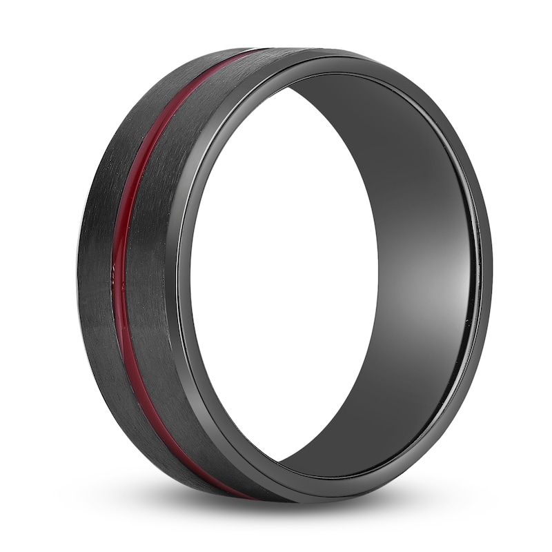 Main Image 2 of Men's Wedding Band Black Zirconium/Red Ion-Plating 8.0mm