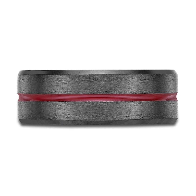 Main Image 3 of Men's Wedding Band Black Zirconium/Red Ion-Plating 8.0mm