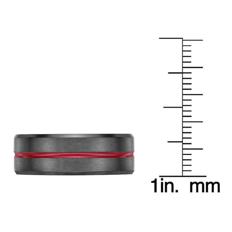 Main Image 5 of Men's Wedding Band Black Zirconium/Red Ion-Plating 8.0mm