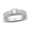 Thumbnail Image 1 of Diamond 3-Stone Engagement Ring 1-1/4 ct tw Round/Princess 14K White Gold