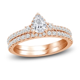 Diamond Bridal Set 1 ct tw Pear/Round 14K Rose Gold