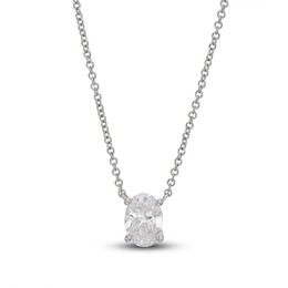 Lab-Created Diamond Solitaire Necklace 1 ct tw Oval 14K White Gold 19&quot; (SI2/F)