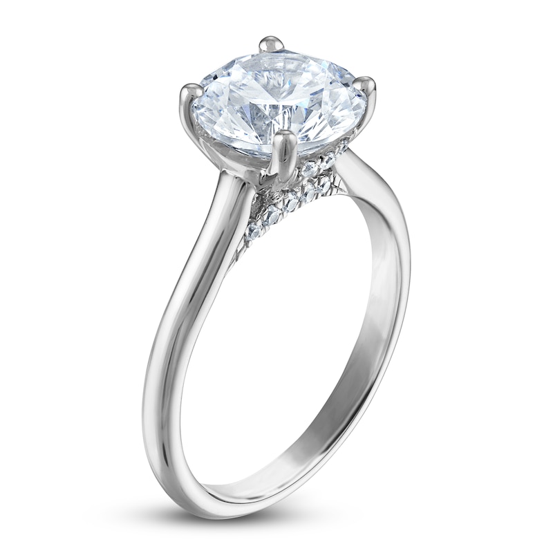 Main Image 2 of Lab-Created Diamond Solitaire Engagement Ring 3 ct tw Round Platinum (F/SI2)