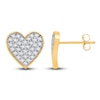 Thumbnail Image 2 of Diamond Heart Stud Earrings 1/2 ct tw Round 14K Yellow Gold