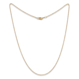 Solid Diamond-Cut Beaded Chain Necklace 14K Yellow Gold 18&quot; 1.2mm