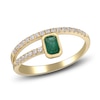 Thumbnail Image 1 of Natural Emerald Ring 1/5 ct tw Diamonds 14K Yellow Gold