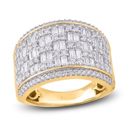 Diamond Ring 1-1/2 ct tw Round/Baguette 14K Yellow Gold