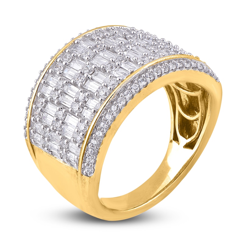 Diamond Ring 1-1/2 ct tw Round/Baguette 14K Yellow Gold