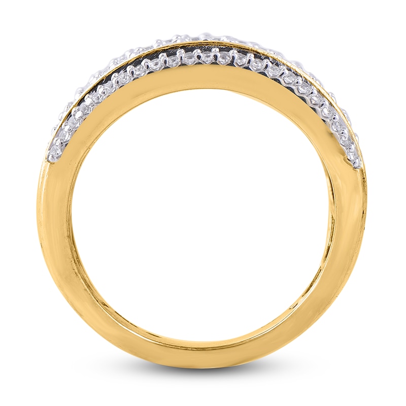 Diamond Ring 1-1/2 ct tw Round/Baguette 14K Yellow Gold