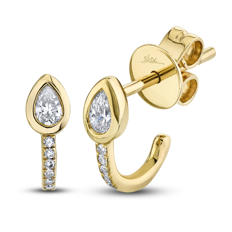 Shy Creation Diamond Earrings 1/6 ct tw Pear/Round 14K Yellow Gold SC55019564