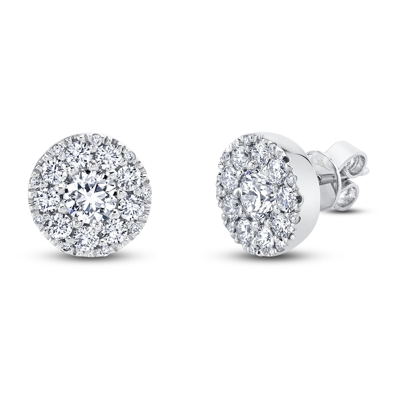 Shy Creation Multi-Diamond Circle Stud Earrings 2 ct tw 14K White Gold SC22008058