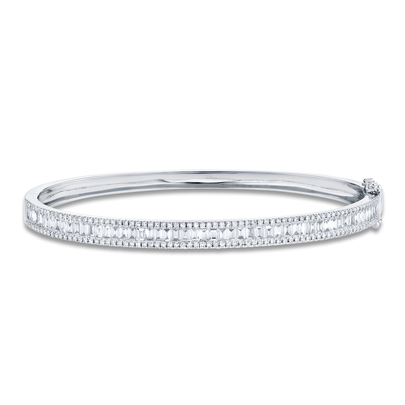 Shy Creation Baguette & Round Diamond Bangle Bracelet 1-5/8 ct tw 14K White Gold SC55004920ZS
