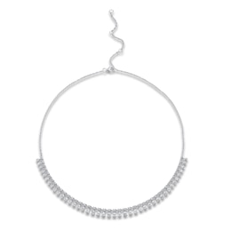 Shy Creation Pear-Shaped & Round-Cut Diamond Necklace 3-7/8 ct tw 14K White Gold 18&quot; SC55019854