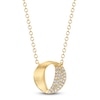 Thumbnail Image 0 of Shy Creation Diamond Brushed Circle Necklace 1/20 ct tw 14K Yellow Gold 18" SC55024230