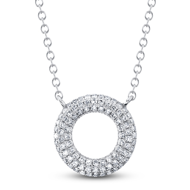 Main Image 1 of Shy Creation Diamond Open Circle Necklace 1/5 ct tw 14K White Gold 18&quot; SC55024580