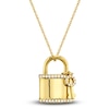 Thumbnail Image 1 of Shy Creation Diamond Lock & Key Necklace 1/5 ct tw 14K Yellow Gold 18&quot; SC55006304