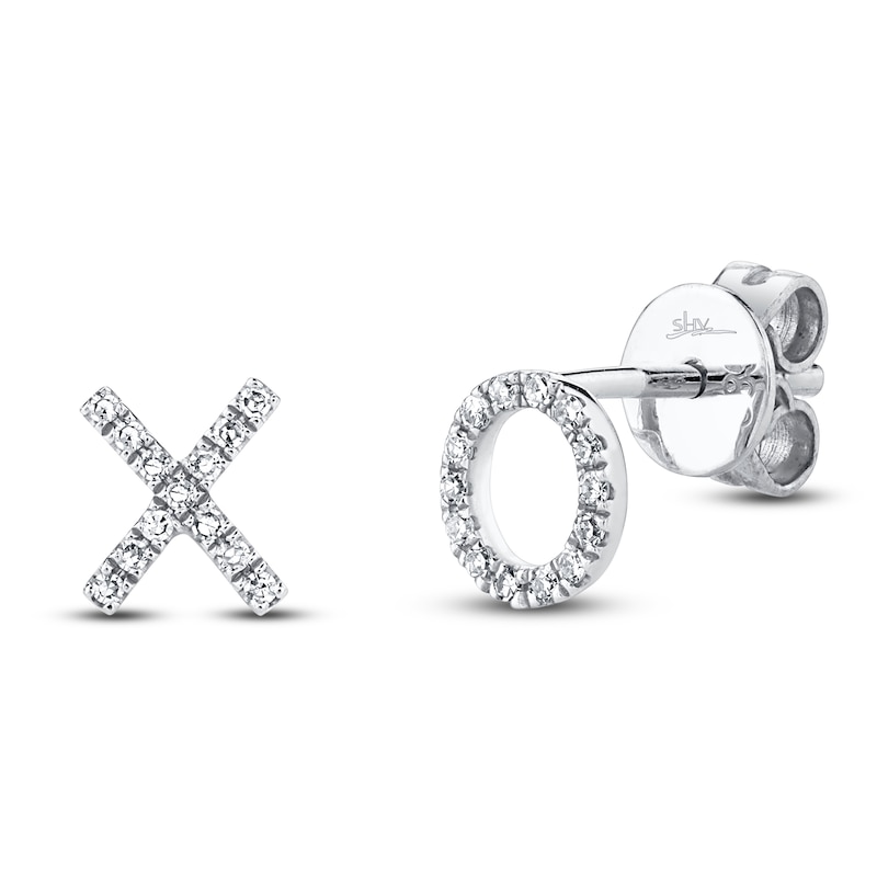 Shy Creation Diamond XO Stud Earrings 1/20 ct tw 14K White Gold SC55001319