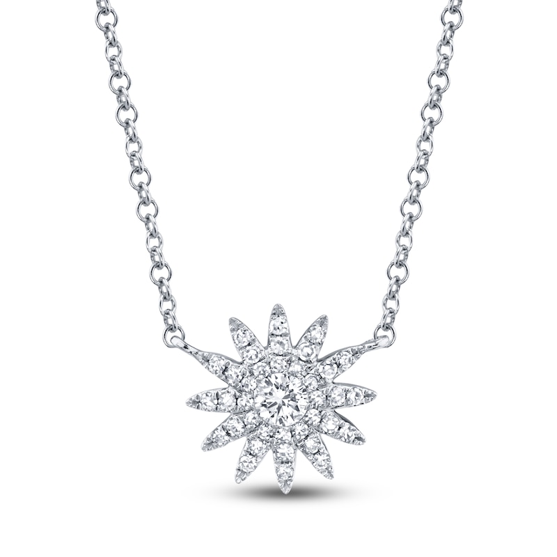 Shy Creation Diamond Starburst Necklace 1/8 ct tw 14K White Gold 18" SC55004911