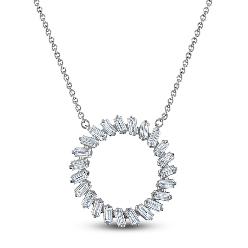 Main Image 1 of Baguette-Cut Diamond Pendant Necklace 1/2 ct tw 10K White Gold